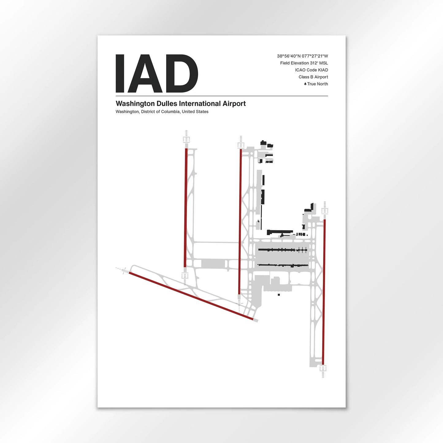 IAD | Washington - Mid - Century Modern - 24×36" - No Frame
