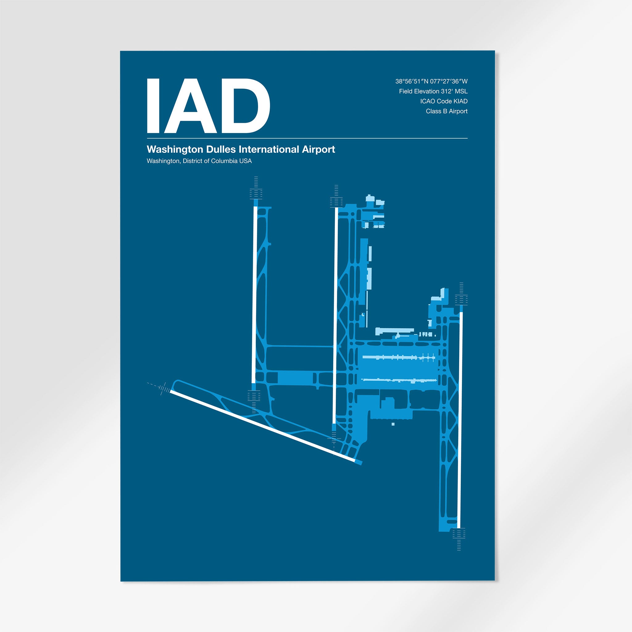 IAD | Washington DC - 12×18" - Skyline Blue - No Frame