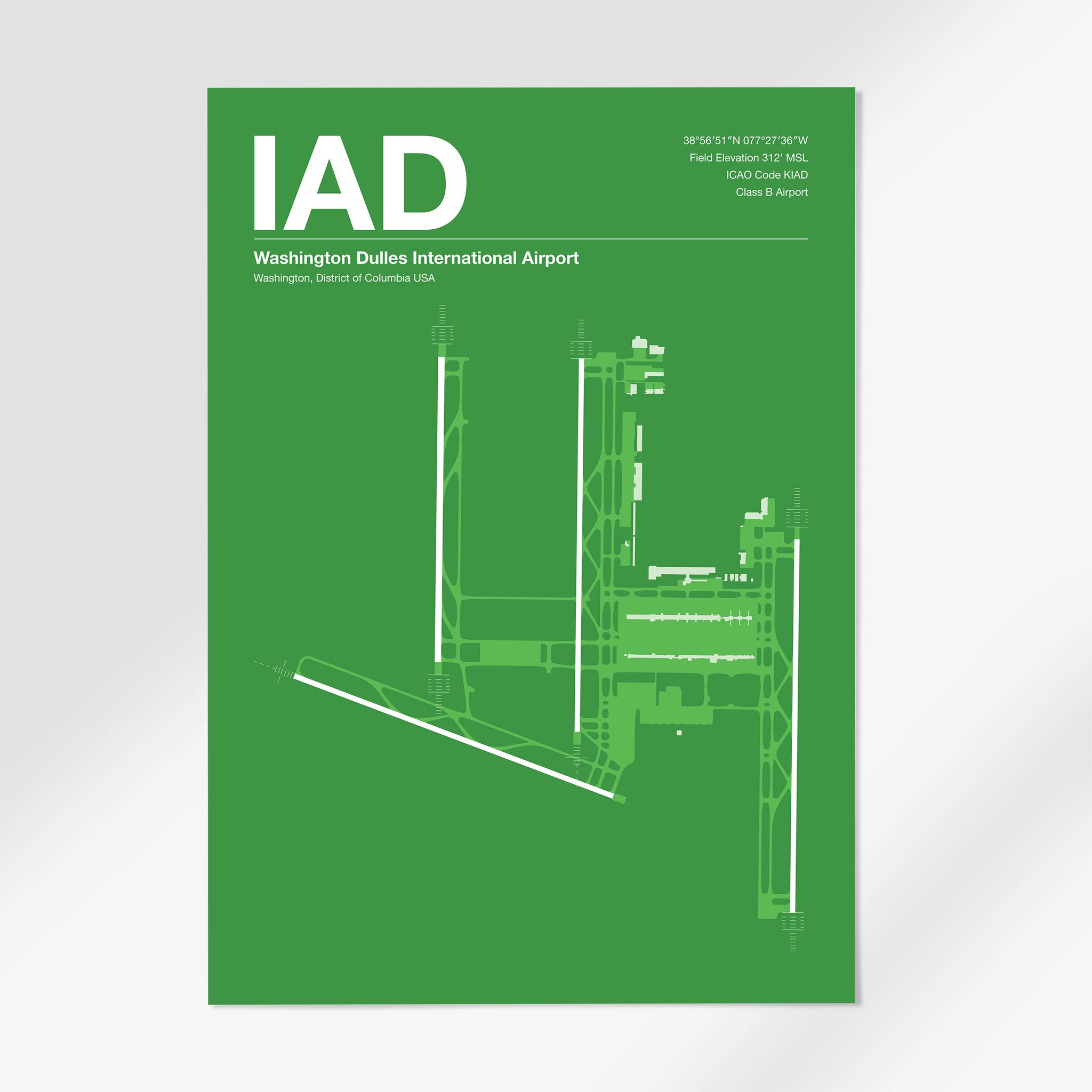IAD | Washington DC - 12×18" - Overland Green - No Frame
