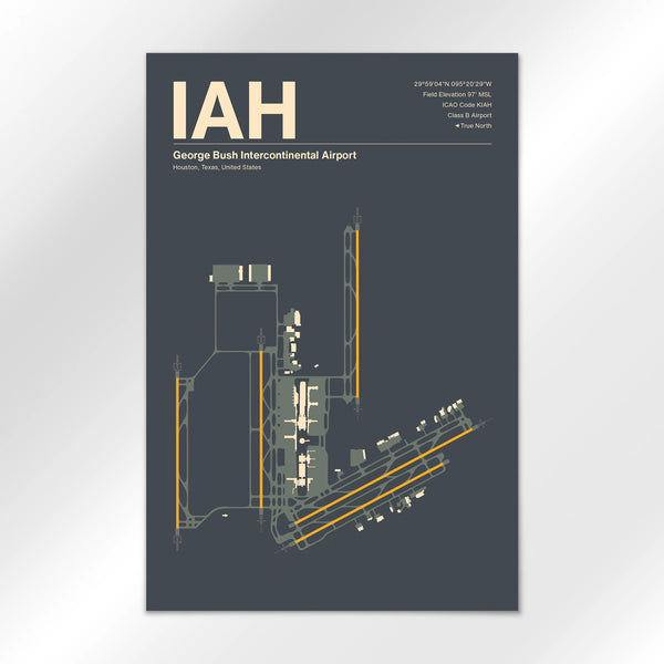 IAH | Houston - Mid - Century Slate - 12×18" - No Frame