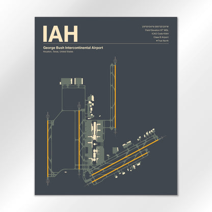 IAH | Houston - Mid - Century Slate - 16×20" - No Frame