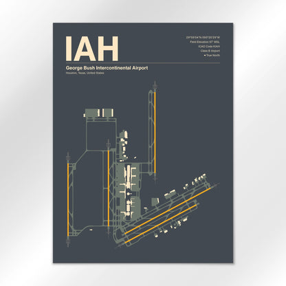 IAH | Houston - Mid - Century Slate - 18×24" - No Frame