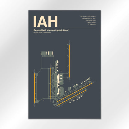 IAH | Houston - Mid - Century Slate - 24×36" - No Frame