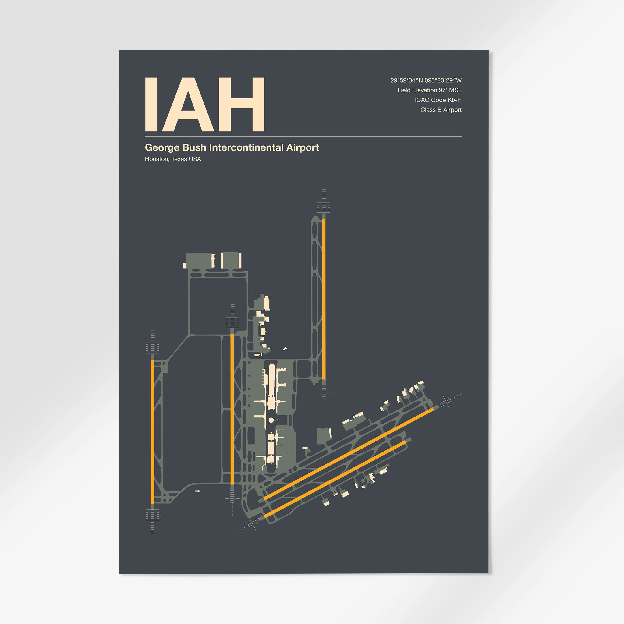 IAH | Houston - A3 - Mid - Century Slate - No Frame