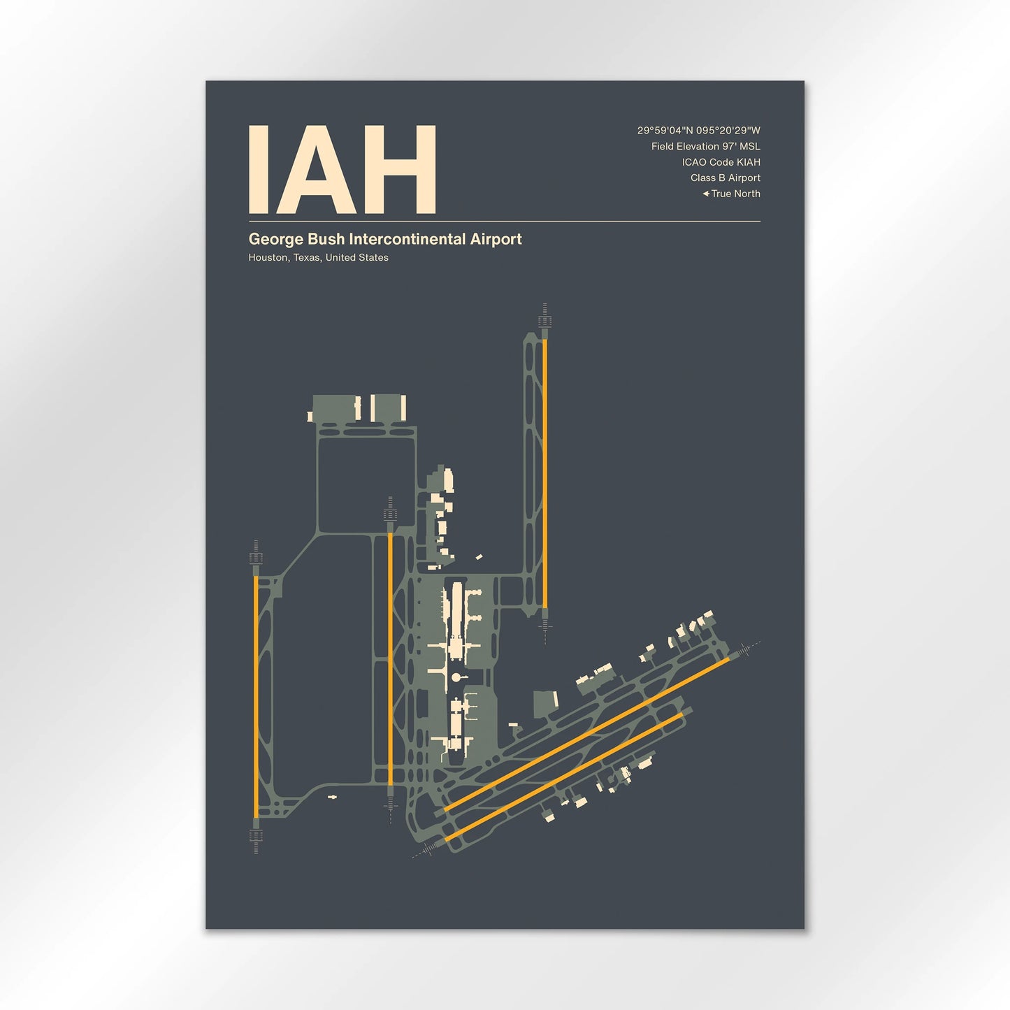 IAH | Houston - Mid - Century Slate - A1 - No Frame