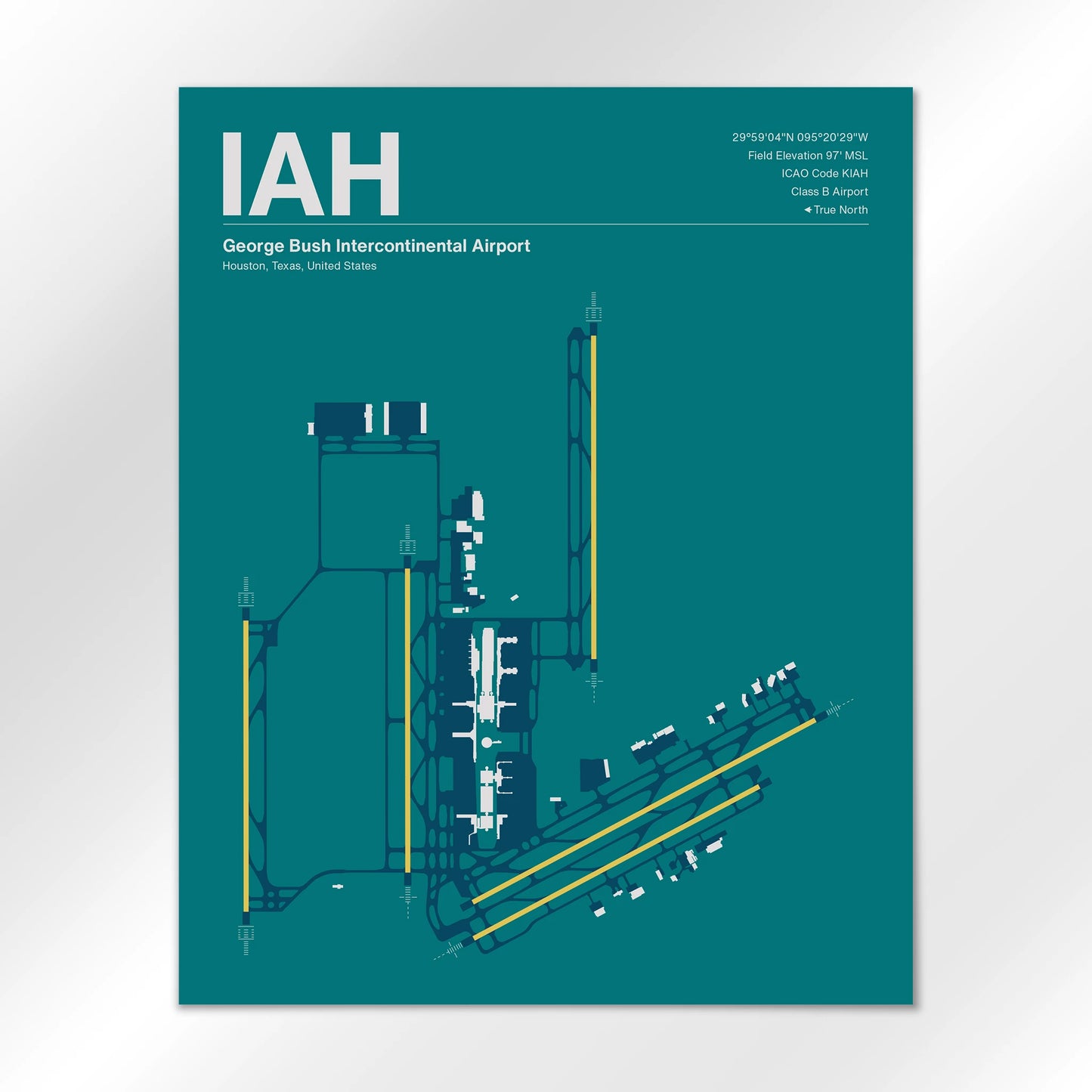 IAH | Houston - Mid - Century Moss - 16×20" - No Frame