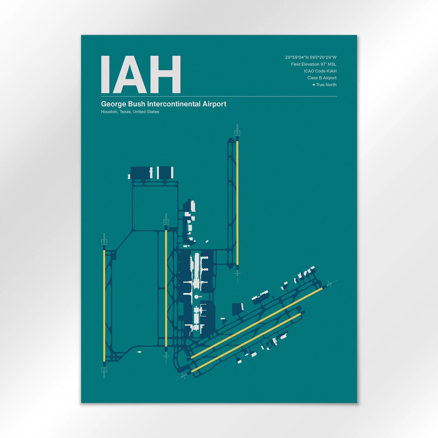 IAH | Houston - Mid - Century Moss - 18×24" - No Frame