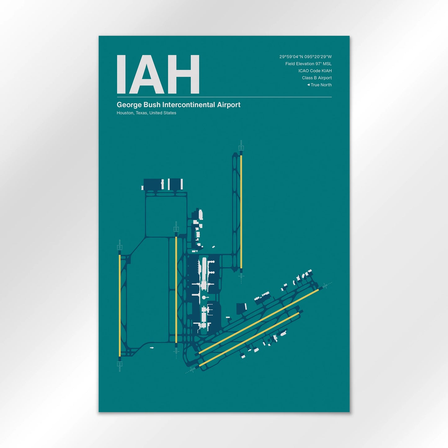 IAH | Houston - Mid - Century Moss - 24×36" - No Frame