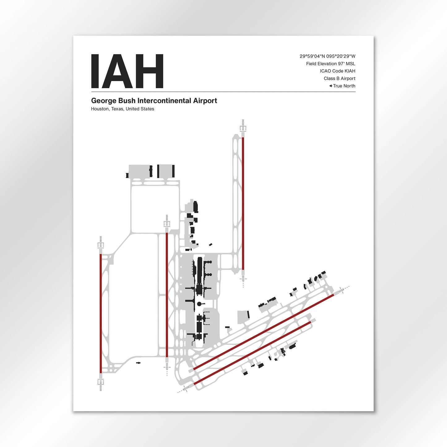 IAH | Houston - Mid - Century Modern - 16×20" - No Frame