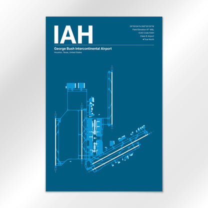 IAH | Houston - Skyline Blue - 12×18" - No Frame