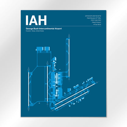 IAH | Houston - Skyline Blue - 16×20" - No Frame