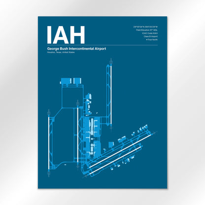 IAH | Houston - Skyline Blue - 18×24" - No Frame