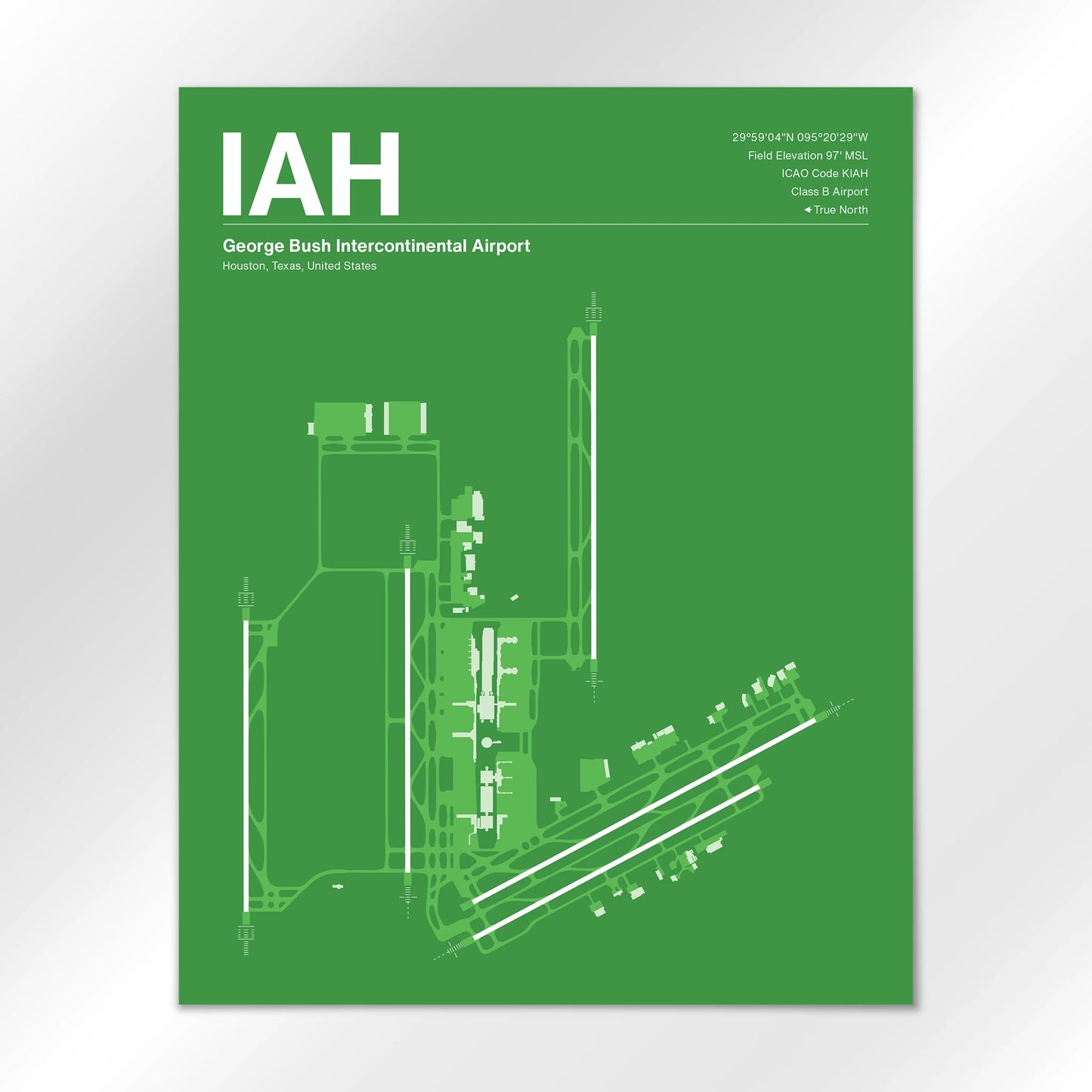 IAH | Houston - Overland Green - 16×20" - No Frame
