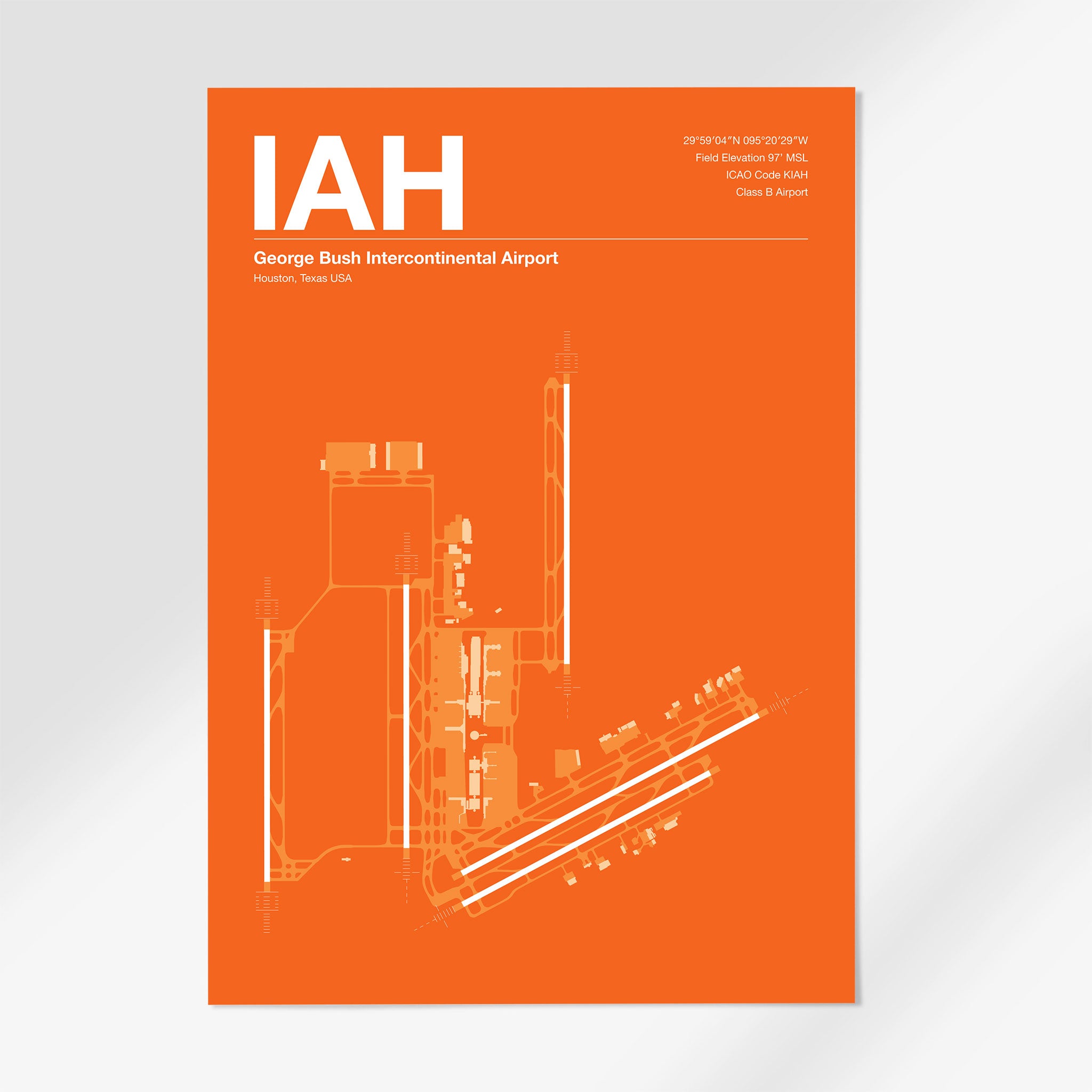 IAH | Houston - A3 - Sunset Orange - No Frame