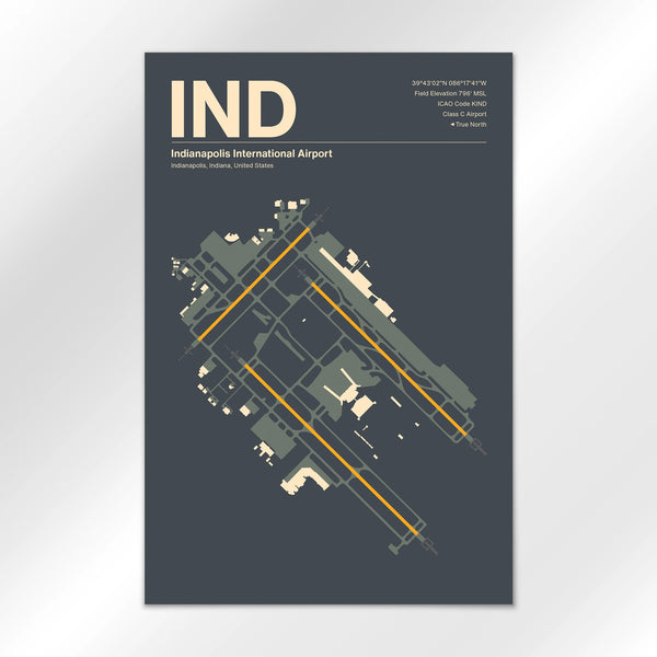 IND | Indianapolis - Mid - Century Slate - 12×18" - No Frame