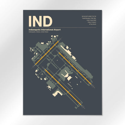 IND | Indianapolis - Mid - Century Slate - 18×24" - No Frame
