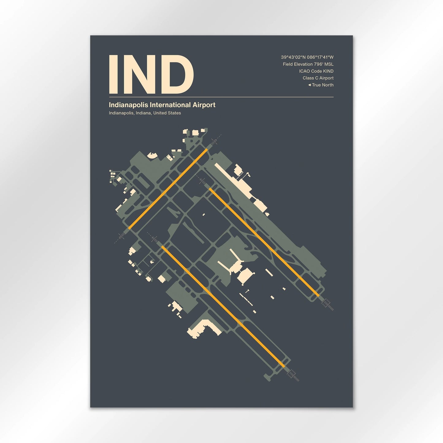 IND | Indianapolis - Mid - Century Slate - A2 - No Frame