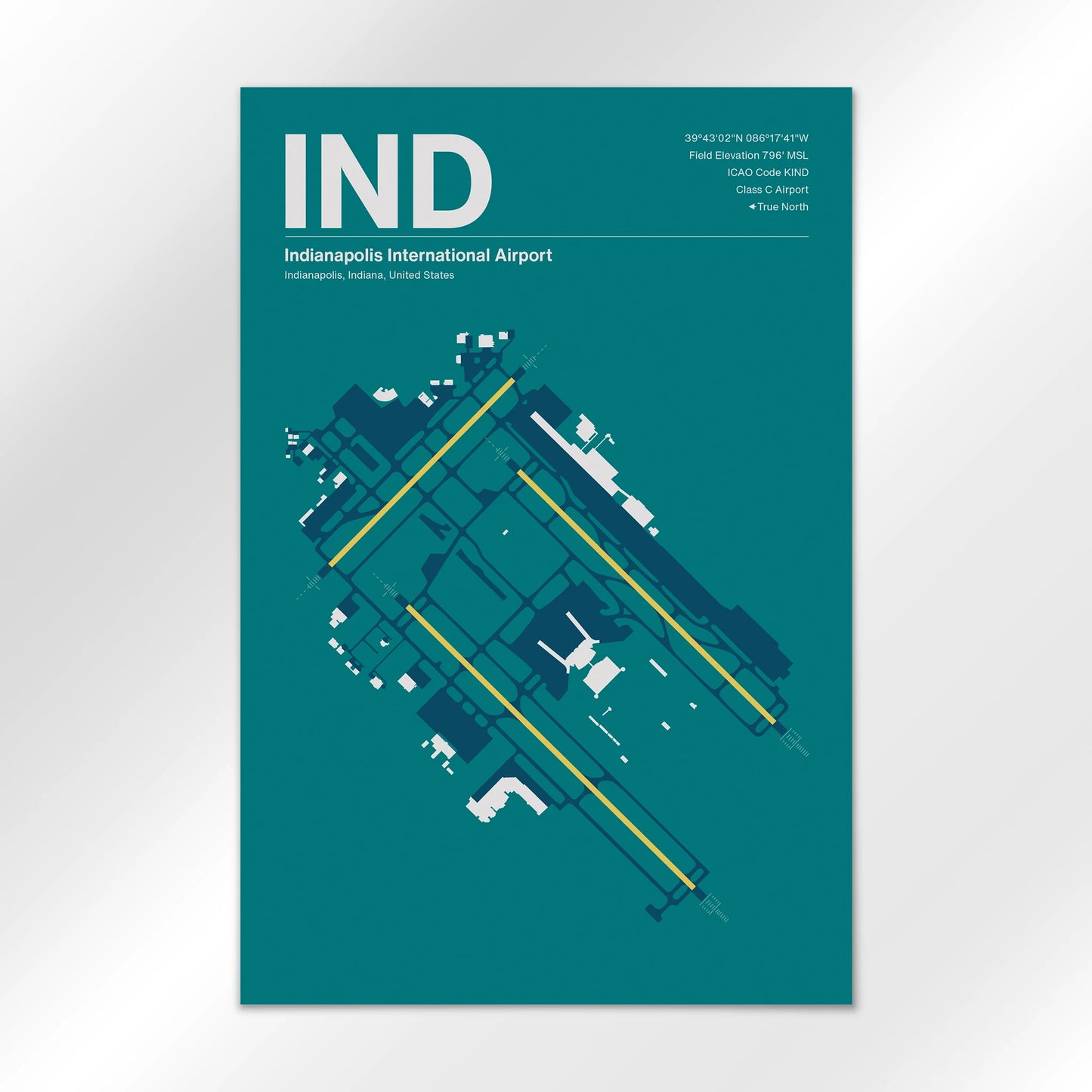 IND | Indianapolis - Mid - Century Moss - 24×36" - No Frame