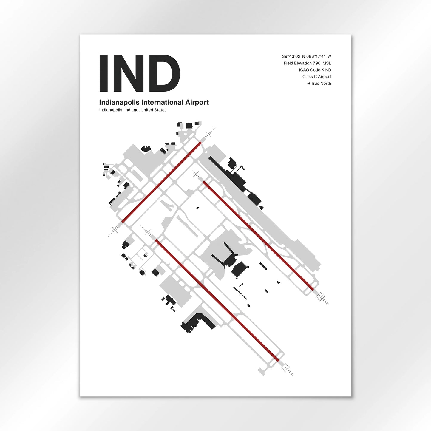 IND | Indianapolis - Mid - Century Modern - 18×24" - No Frame