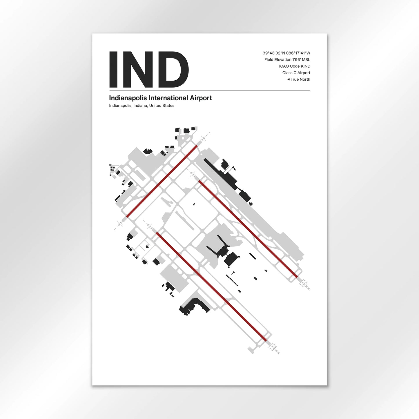 IND | Indianapolis - Mid - Century Modern - 24×36" - No Frame