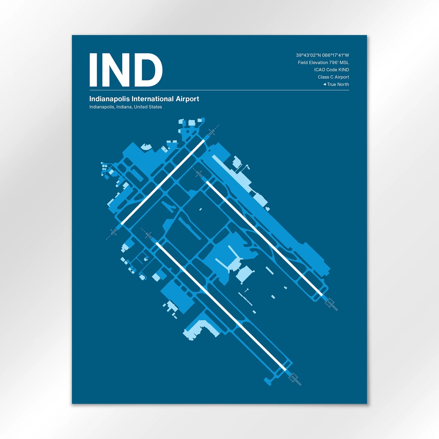 IND | Indianapolis - Skyline Blue - 16×20" - No Frame