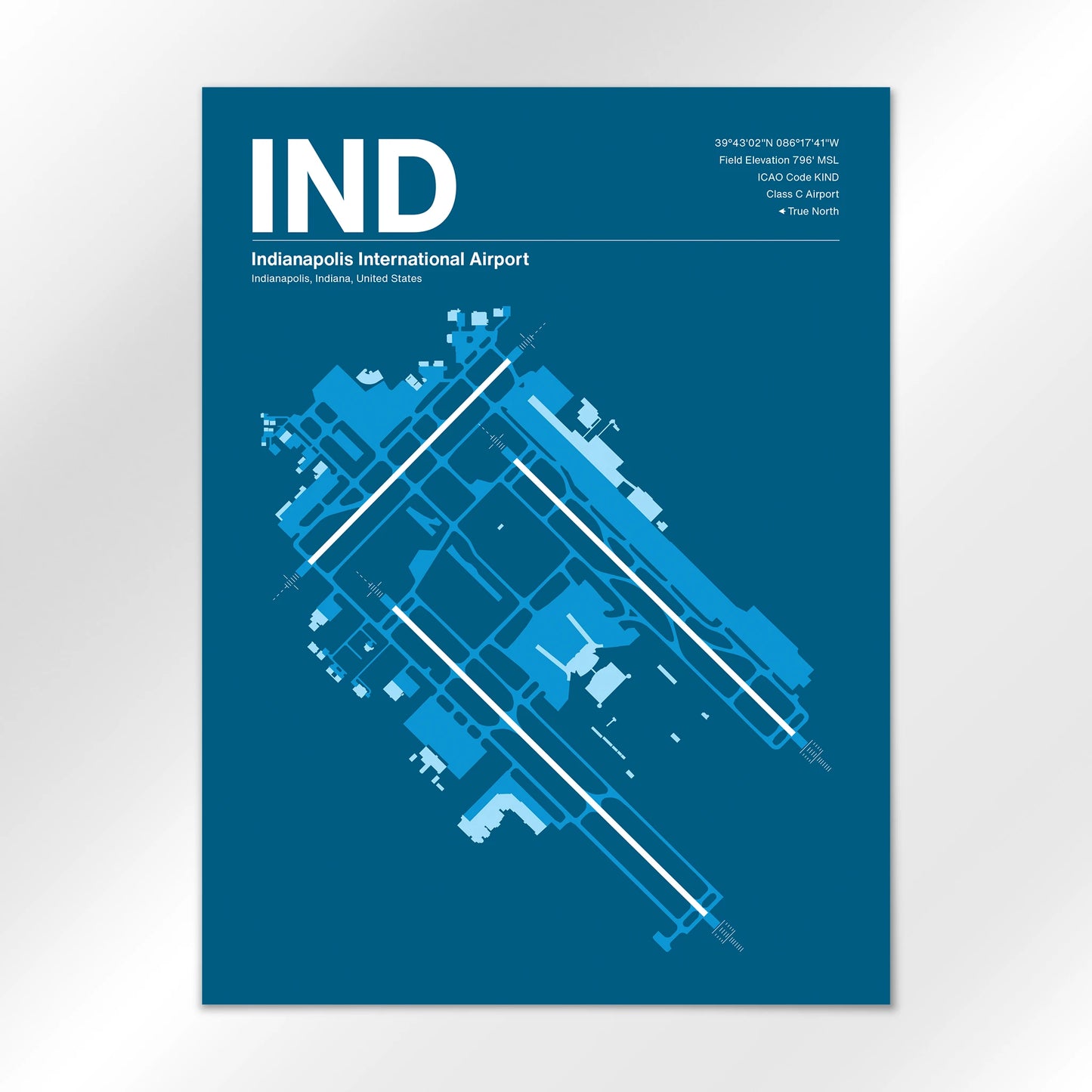 IND | Indianapolis - Skyline Blue - 18×24" - No Frame
