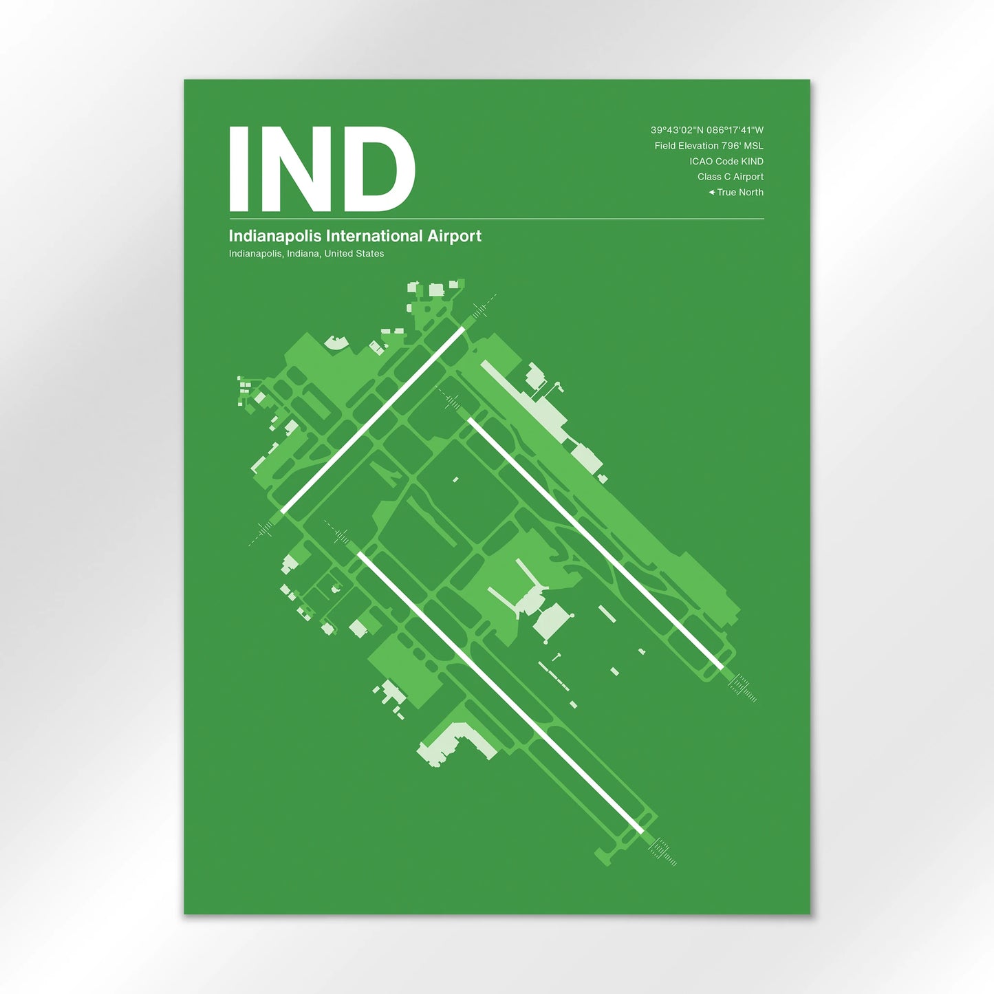 IND | Indianapolis - Overland Green - 18×24" - No Frame
