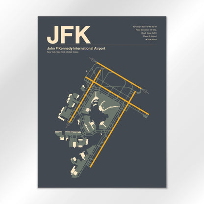 JFK | New York - Mid - Century Slate - 18×24" - No Frame