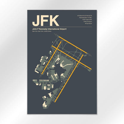 JFK | New York - Mid - Century Slate - 24×36" - No Frame