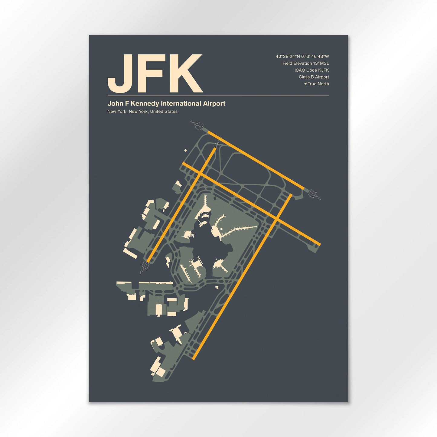 JFK | New York - Mid - Century Slate - A1 - No Frame