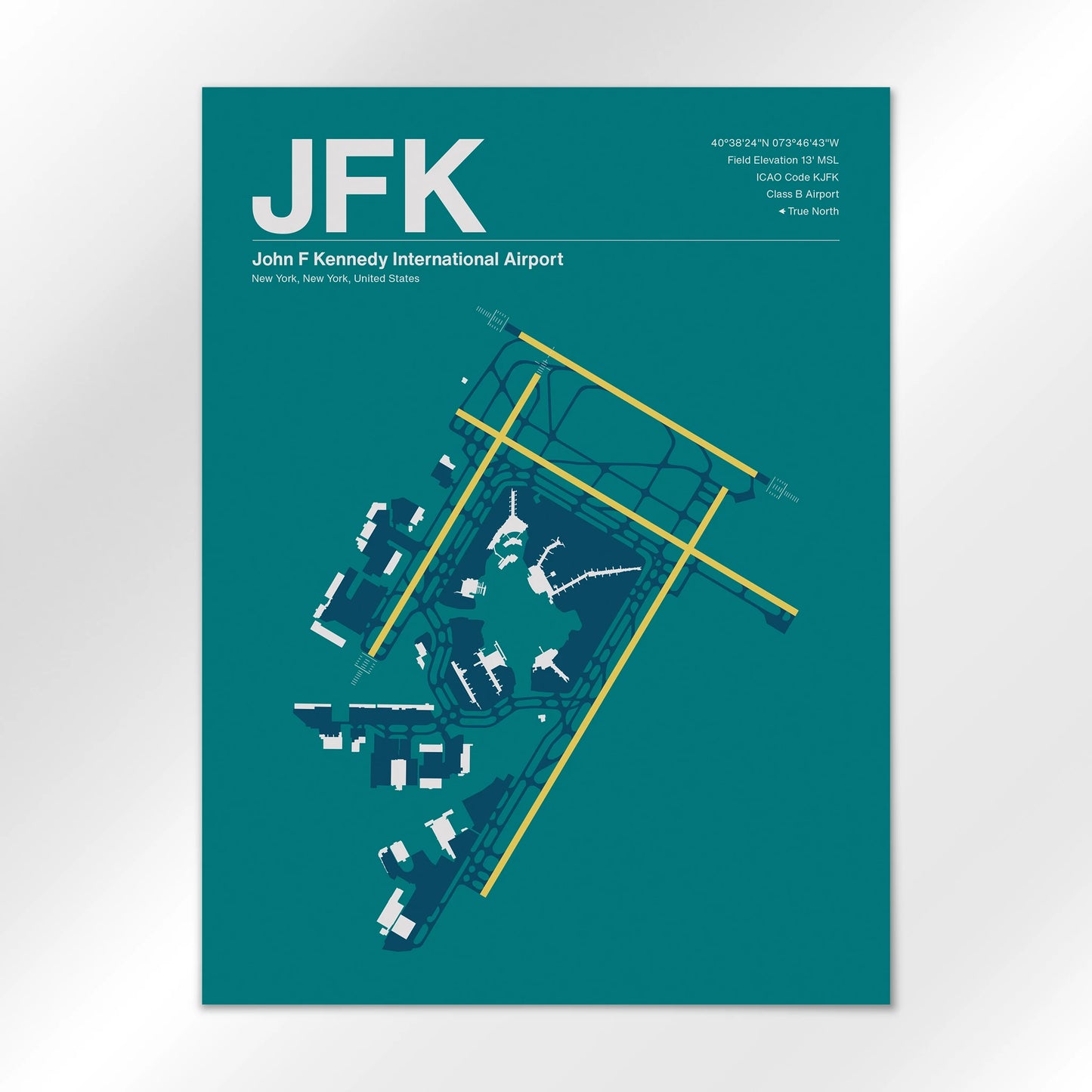 JFK | New York - Mid - Century Moss - 18×24" - No Frame