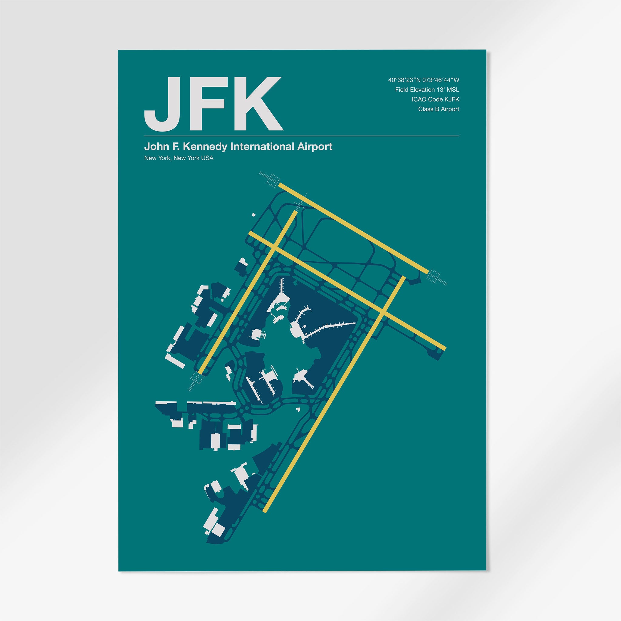 JFK | New York - A3 - Mid - Century Moss - No Frame