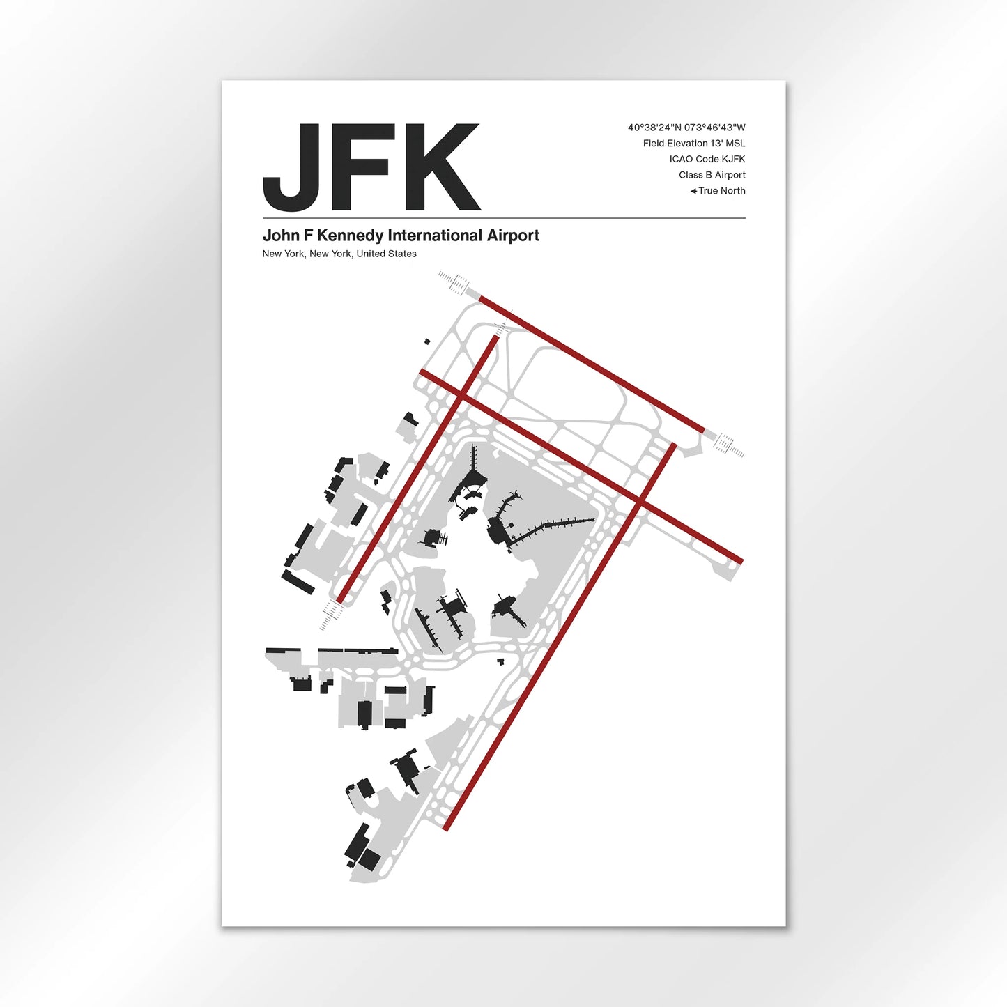 JFK | New York - Mid - Century Modern - 12×18" - No Frame