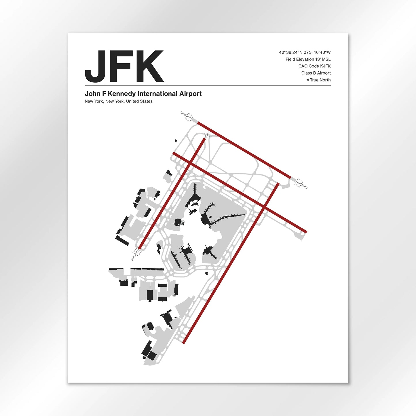 JFK | New York - Mid - Century Modern - 16×20" - No Frame