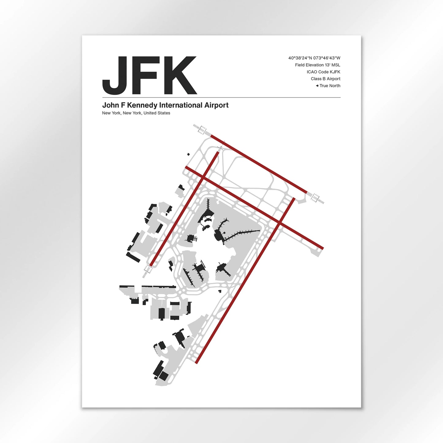 JFK | New York - Mid - Century Modern - 18×24" - No Frame