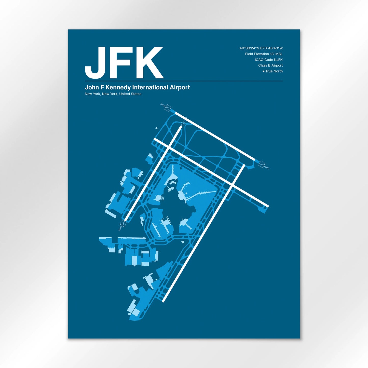 JFK | New York - Skyline Blue - 18×24" - No Frame