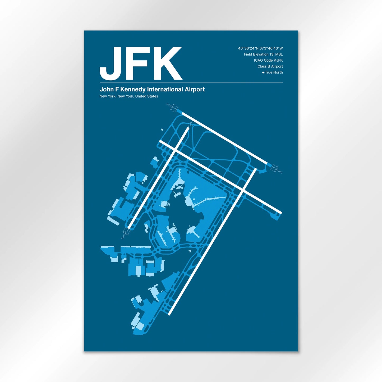 JFK | New York - Skyline Blue - 24×36" - No Frame