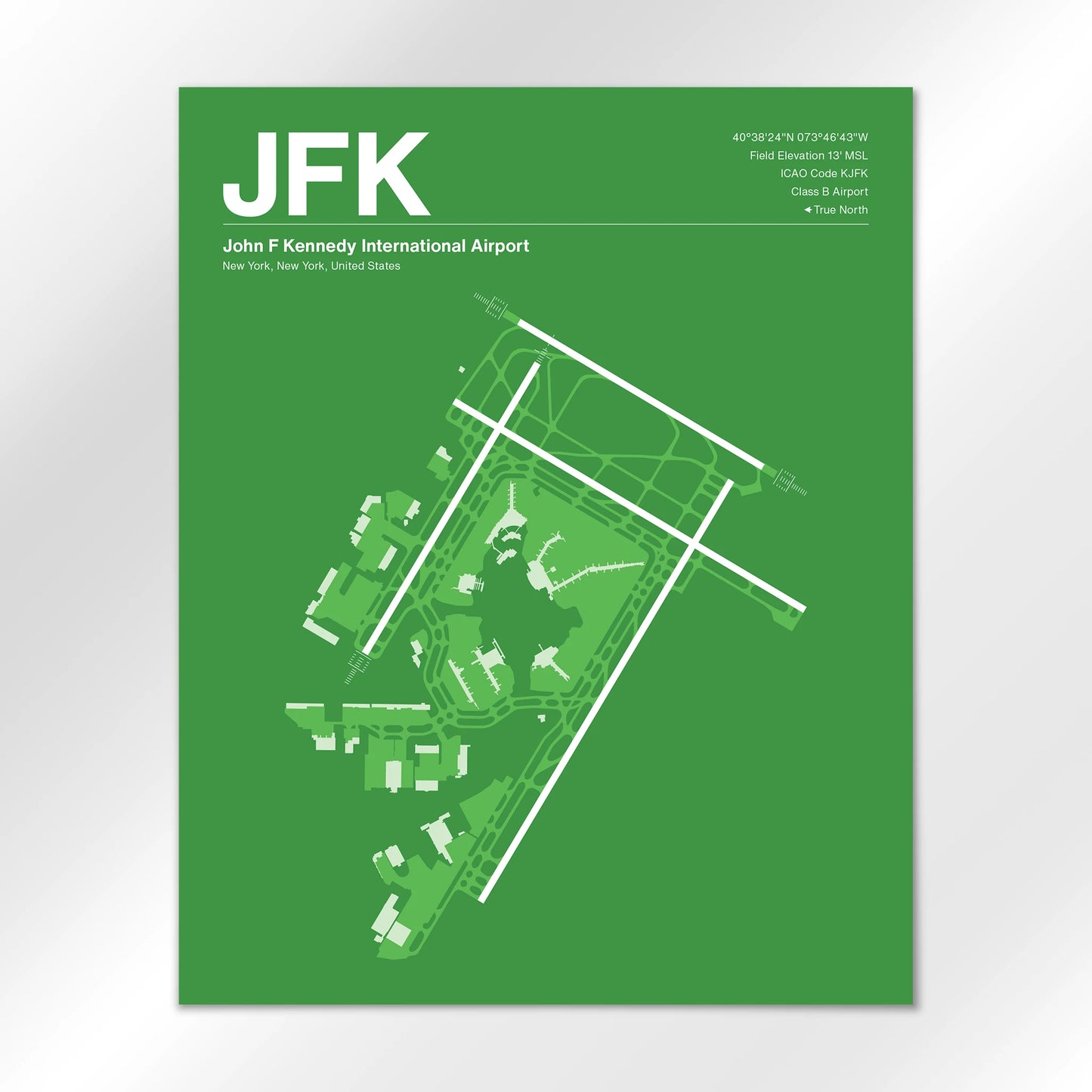 JFK | New York - Overland Green - 16×20" - No Frame