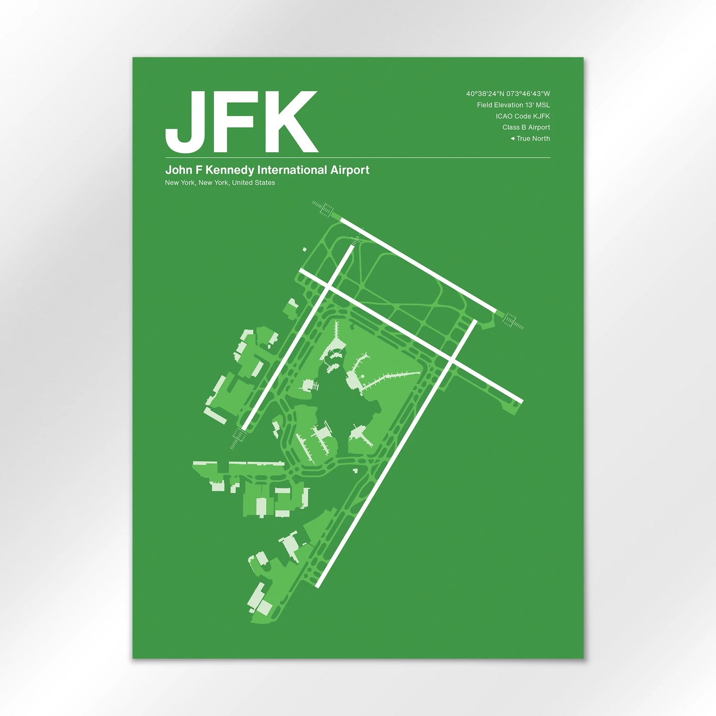 JFK | New York - Overland Green - 18×24" - No Frame
