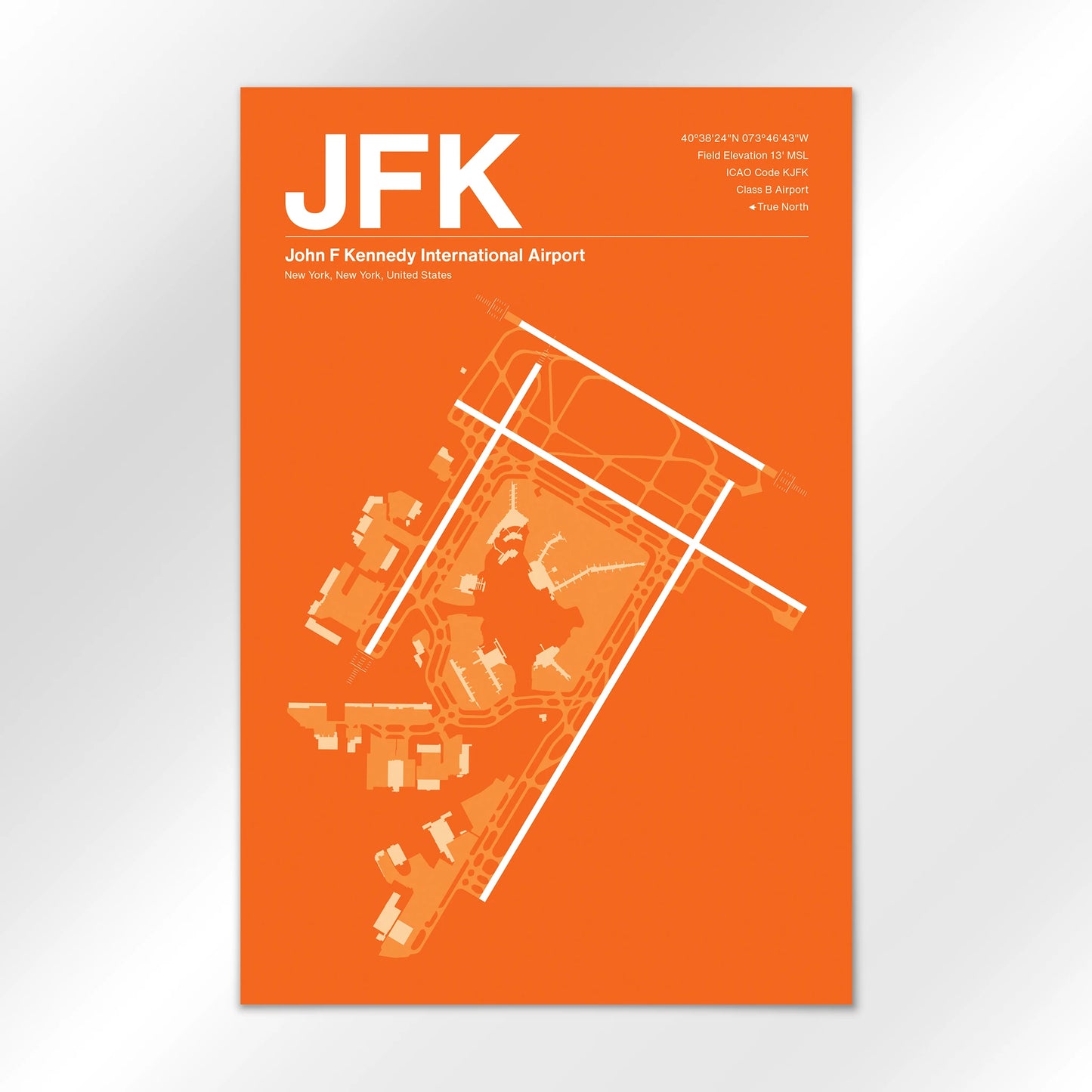 JFK | New York - Sunset Orange - 12×18" - No Frame