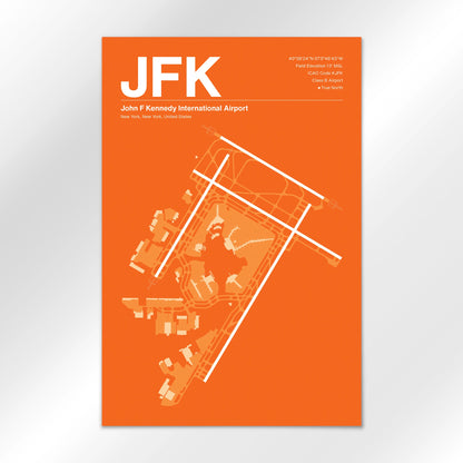 JFK | New York - Sunset Orange - 12×18" - No Frame
