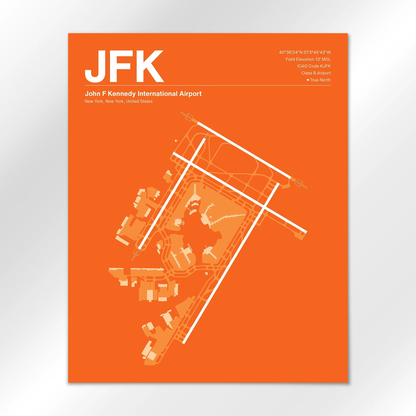 JFK | New York - Sunset Orange - 16×20" - No Frame