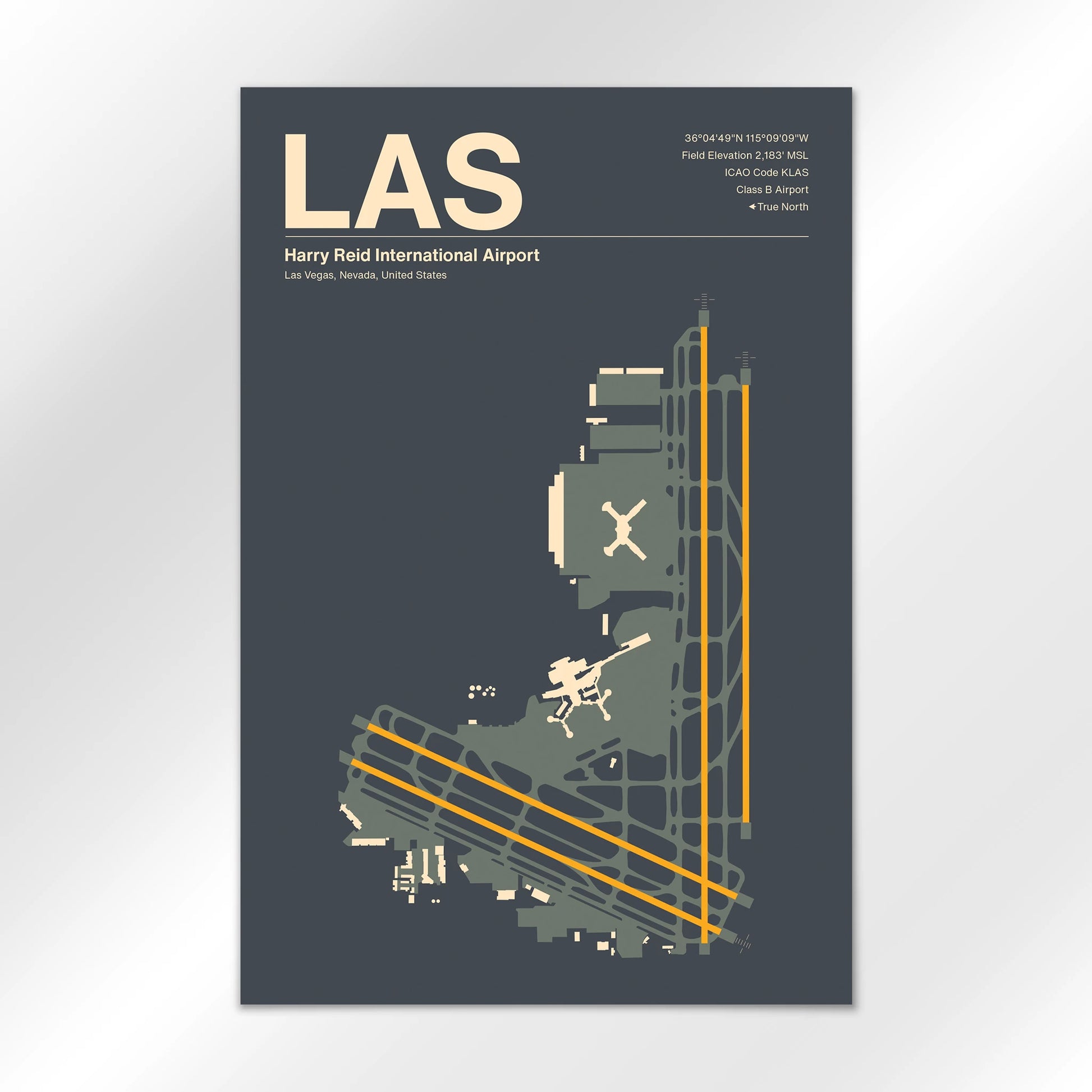 LAS | Las Vegas - Mid - Century Slate - 12×18" - No Frame