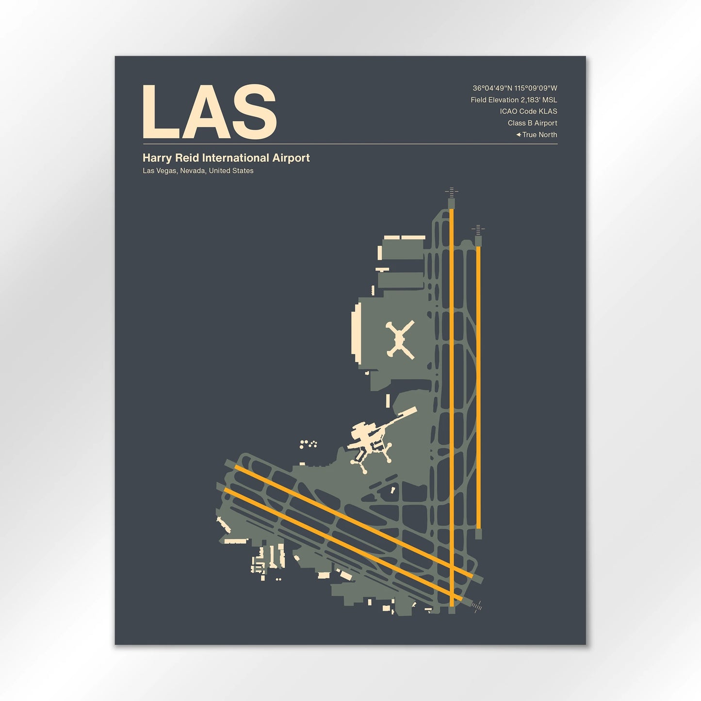 LAS | Las Vegas - Mid - Century Slate - 16×20" - No Frame