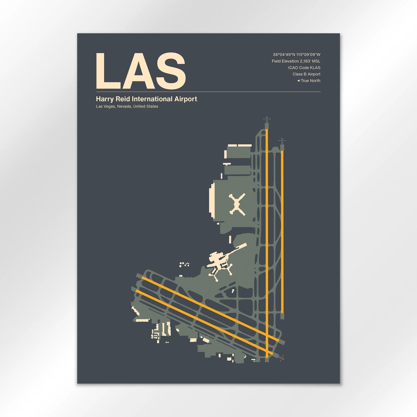 LAS | Las Vegas - Mid - Century Slate - 18×24" - No Frame