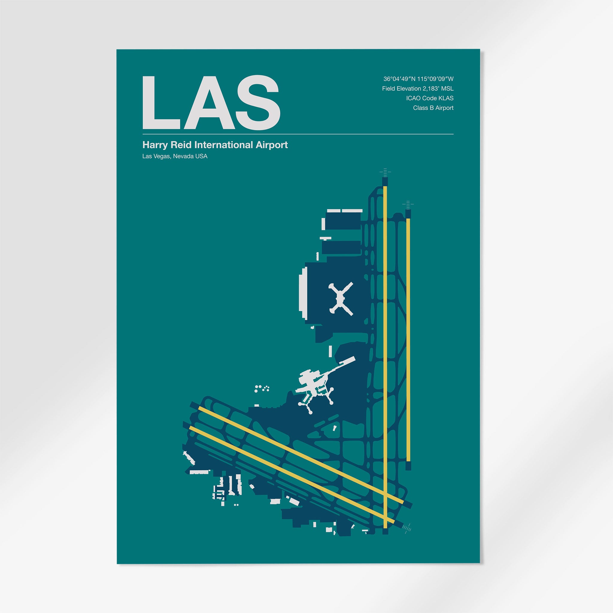 LAS | Las Vegas - 24×36" - Mid - Century Moss - No Frame