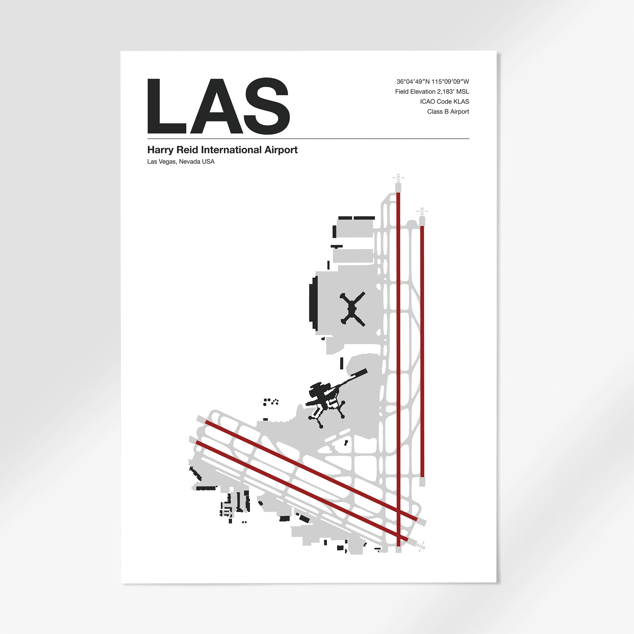 LAS | Las Vegas - 24×36" - Mid - Century Modern - No Frame