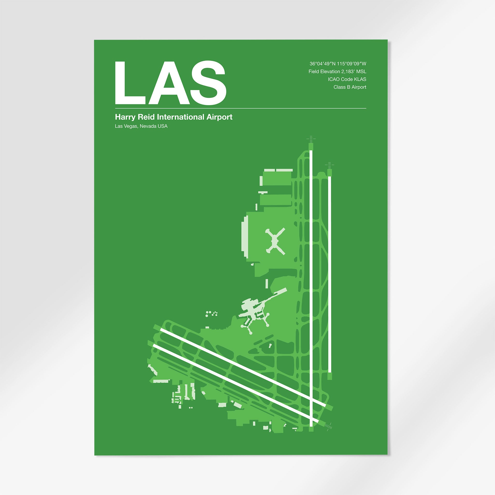 LAS | Las Vegas - 24×36" - Overland Green - No Frame