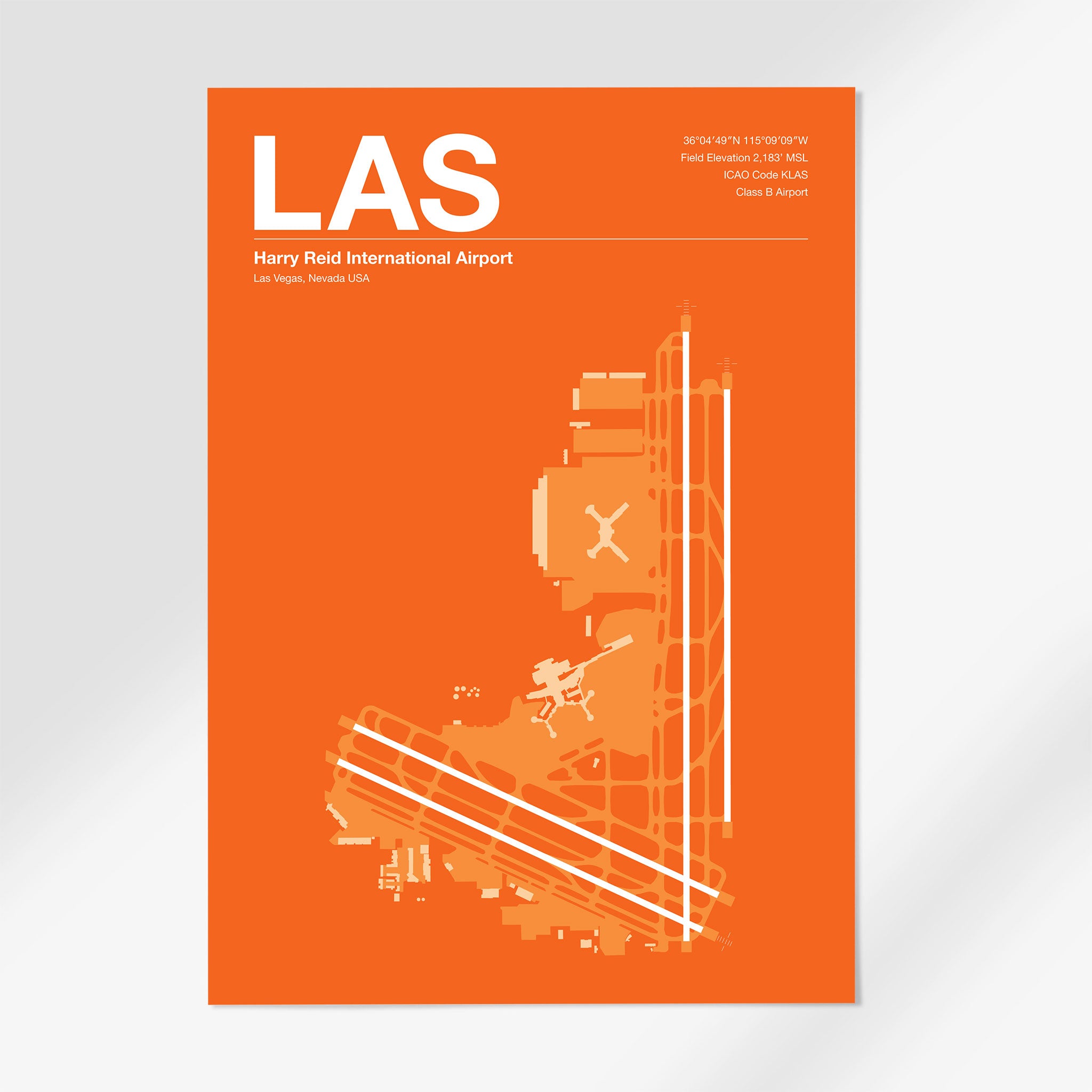 LAS | Las Vegas - 24×36" - Sunset Orange - No Frame