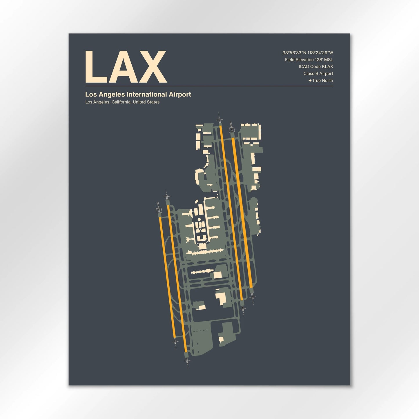LAX | Los Angeles - Mid - Century Slate - 16×20" - No Frame